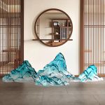 Transparent resin rockery sculpture imitating glass handicrafts, hotel lobby landscape, large mountain shaped ornaments, floor installation