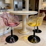 Light luxury household dining chair, transparent resin, high-end petal bar counter chair, designer style, adjustable and rotatable high foot stool