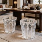 Modern minimalist transparent resin bench, living room, study, home office, business negotiation, light luxury crystal pedestal chair