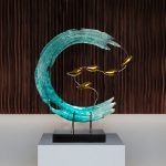 Modern Light Luxury Transparent Resin Sculpture Wave Ornament Hotel Model Room Home Living Room Entrance Decoration Crafts