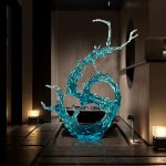 Modern luxury transparent resin foam ornament, large floor standing sculpture, hotel living room, foyer, model room artwork