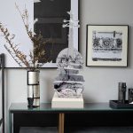 Modern musical instrument ornaments villa bar music table living room transparent resin tabletop decoration sculpture artwork