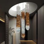Transparent resin ceiling hanging wooden columns, sculptures, hotel sales offices, villas, aerial hanging art ornaments