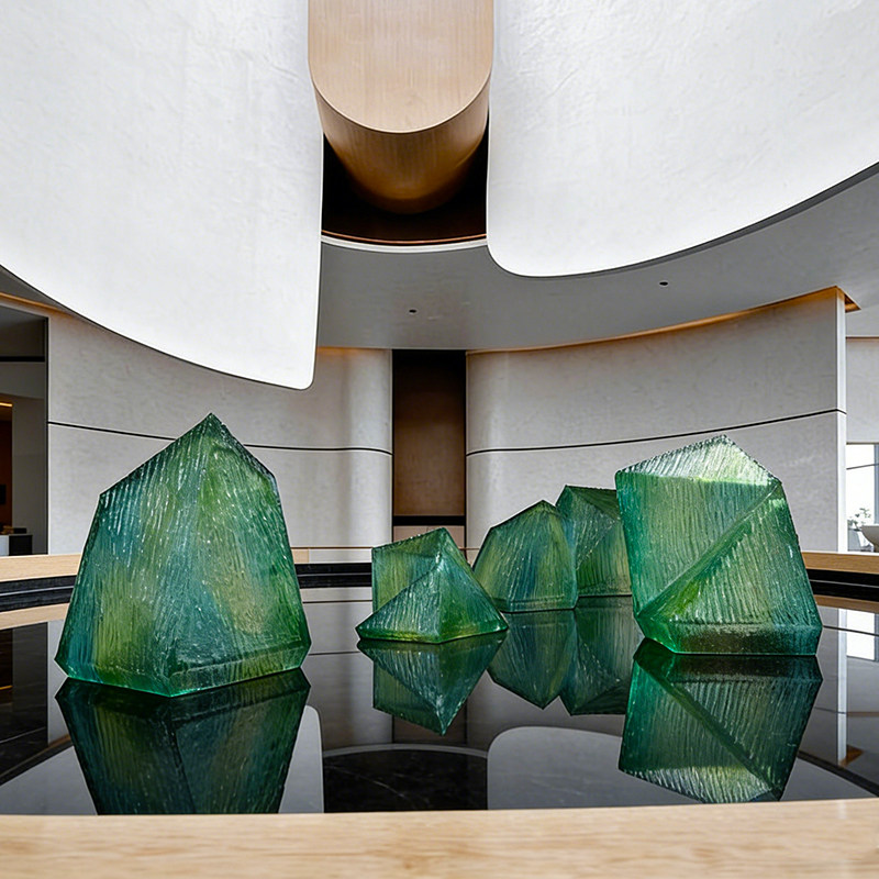 Transparent resin luminous landscape stone sculpture villa courtyard hotel pool model room floor soft decoration ornament