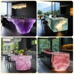 High-end villa bar front desk minimalist luminous island bar counter dining table custom transparent resin ice block bar art tea table