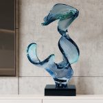 Modern abstract transparent resin sculpture, large floor standing ornament, hotel lobby, sales office, corridor decoration artwork