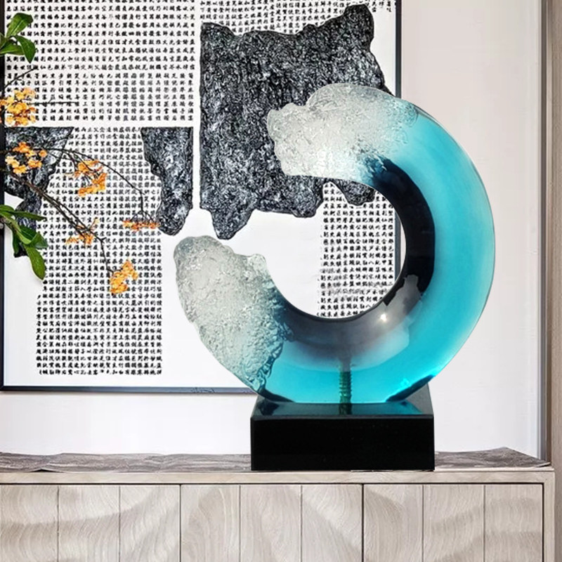 Modern minimalist transparent resin entrance decoration, hotel sales office, clubhouse, home decor, living room decoration, art sculpture