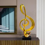 Nordic Creative Musical Note Decorative Sculpture for Home Living Room Wine Cabinet Music Stand Instrument Transparent Resin Art Piece