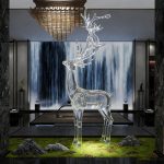 Transparent Crystal Deer Sculpture Large Hotel Sales Office Square Garden Staircase Resin Decoration Floor Decoration