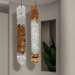 Transparent resin ceiling hanging wooden columns, sculptures, hotel sales offices, villas, aerial hanging art ornaments