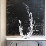 Modern luxury transparent resin foam ornament, large floor standing sculpture, hotel living room, foyer, model room artwork