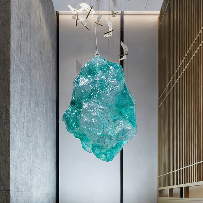 Transparent resin luminous landscape stone sculpture villa courtyard hotel pool model room floor soft decoration ornament