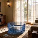 Light luxury creative transparent resin tea table, villa living room, model room, high-end designer, artistic crystal round table