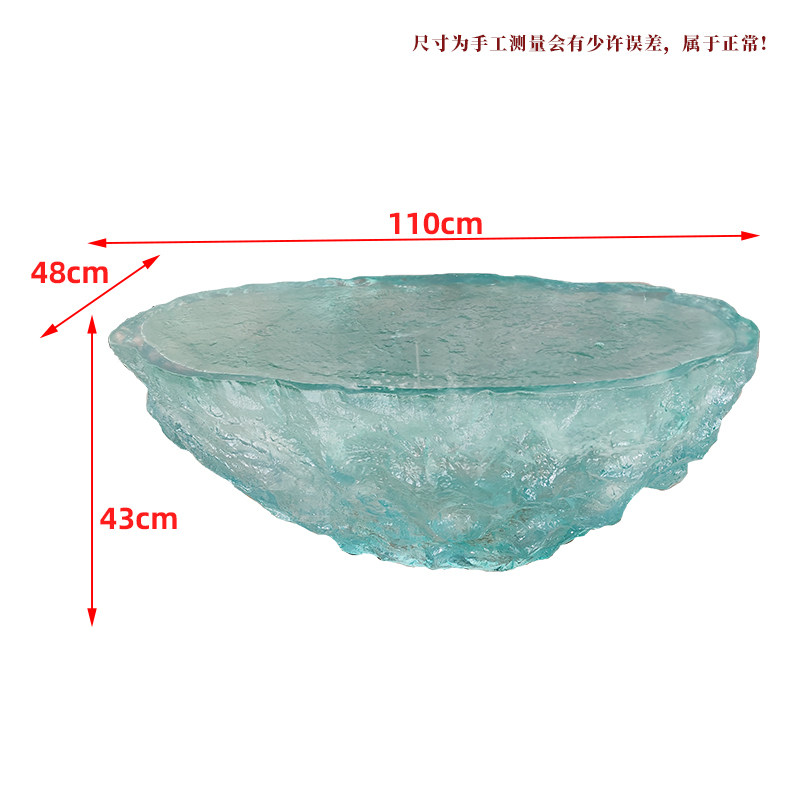 Transparent blue deep ocean tea table, modern light luxury living room, household resin table, high-end art crystal circular tea table