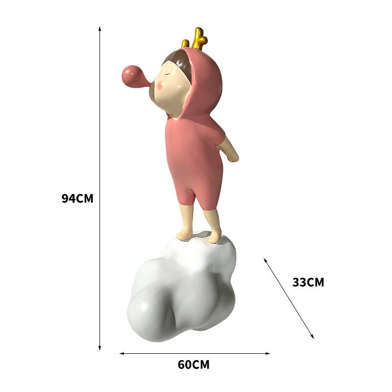 Cute Bubble Girl Sculpture of Internet-Famous Cartoon Characters for Kindergarten Child Decorations