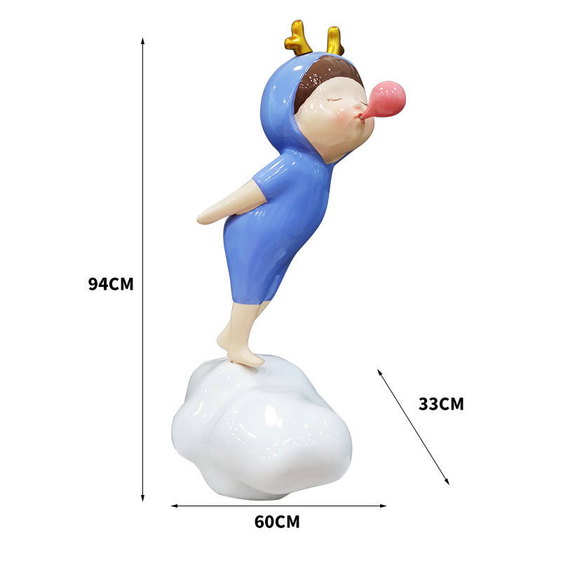 Cute Bubble Girl Sculpture of Internet-Famous Cartoon Characters for Kindergarten Child Decorations