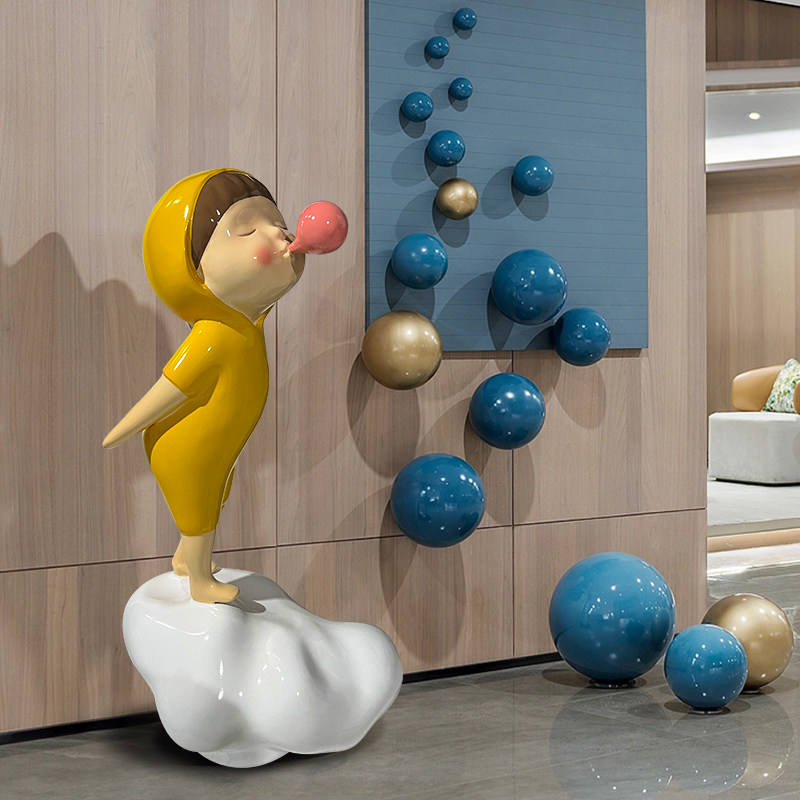 Cute Bubble Girl Sculpture of Internet-Famous Cartoon Characters for Kindergarten Child Decorations