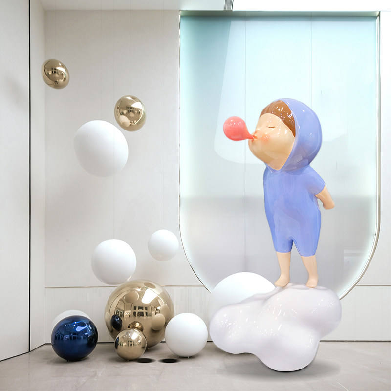 Cute Bubble Girl Sculpture of Internet-Famous Cartoon Characters for Kindergarten Child Decorations